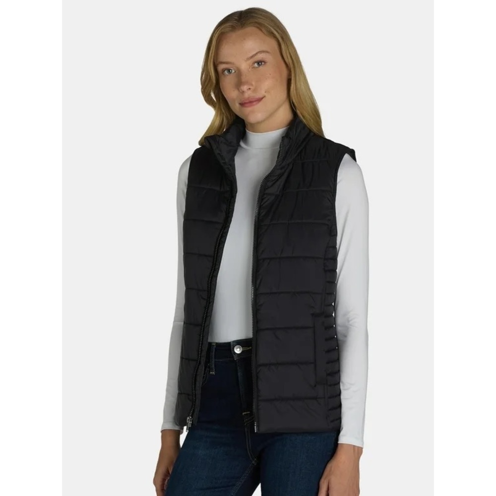 Time and Tru Women's Black Puffer Vest